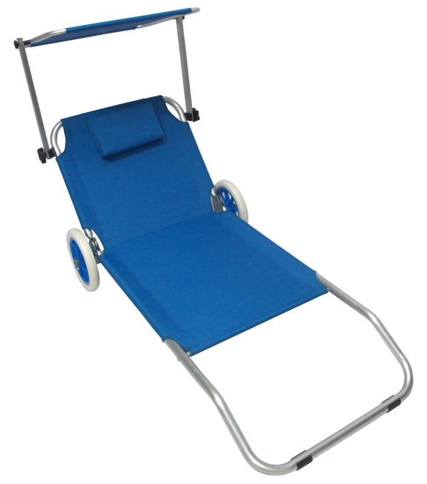 Lettino Prendisole Portatile con Ruote in Alluminio Bauer Transporter Blu online