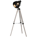 Lampada da Terra Tripode in Legno con Paralume in Metallo 63x63x100-146 cm E27  Nera