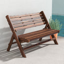 Panchina da Giardino 2 Posti 122x63x83 cm Pieghevole a Doghe in Legno di Pino Carbonizzato      
