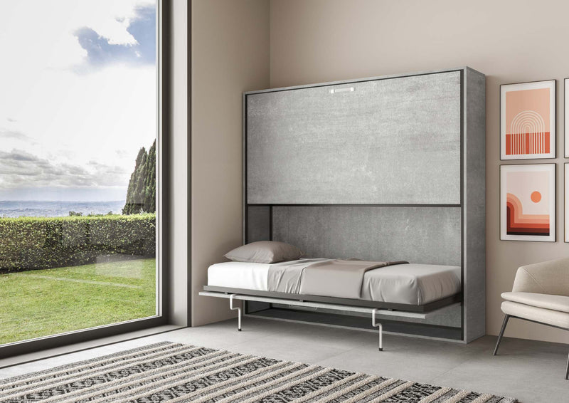 Letti Singoli a Scomparsa Salvaspazio Orizzontale Kando H191 cm Grigio