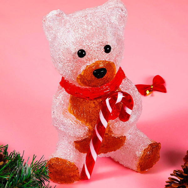 Orsetto Orso Seduto Forma Acrilica Natalizio Led Illuminazione Esterni Interni sconto