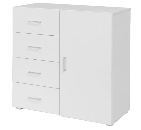 Cassettiera 4 Cassetti e Anta 90x41x87 cm in MDF Bianco sconto