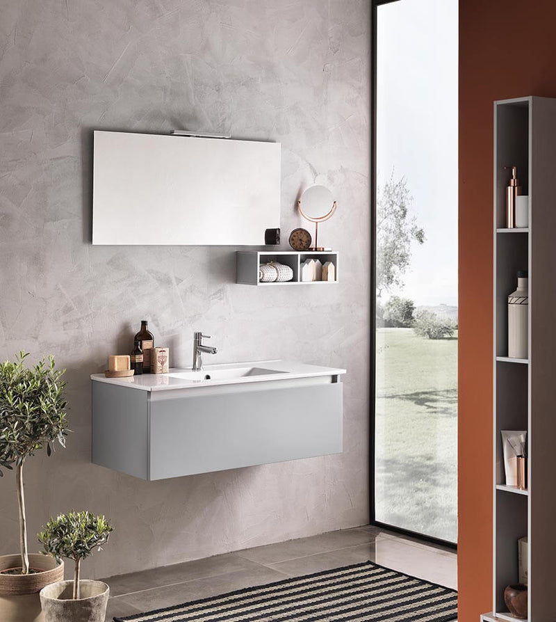 Mobile da Bagno sospeso Ibiza 14 Grigio Opaco Laccato TFT