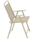 Set da Pranzo 6 Pezzi per Giardino Patio Tavolo Piano in Vetro con Ombrellone e 4 Sedie Pieghevoli Sabbia