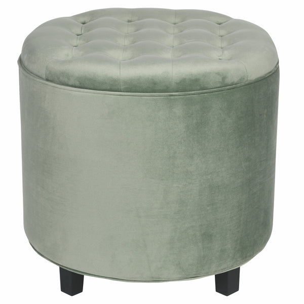 acquista Pouf Poggiapiedi Contenitore Ø55x55 cm in Velluto Soriani Verde Tiffany