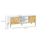Mobile TV 2 Ante e Vano Centrale 120x40x44,6 cm in Legno Bianco e Oro