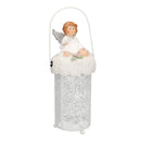 Lanterna metallo resina bianco con led angelo cm Ø11xh28/33