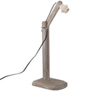 Lampada da Tavolo Paralume in Lino e Legno di Paulonia Grigio 