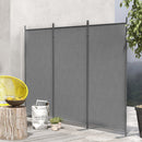 Paravento Separè da Esterno 3 Pannelli 252x44x176 cm Pieghevole e Regolabile in Poliestere Grigio Carbone  