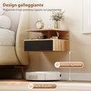 Set di 2 Comodini Sospesi 35x32x22,5 cm con Cassetto e Mensola Aperta in Legno Nero e Rovere      