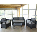 Salotto Set Divano con Poltrone e Tavolino in Resina Antiurto per Arredo Giardino Colore Antracite