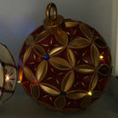 Sfera resina oro e con led rosso cm Ø26xh29,5