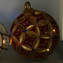 Sfera resina oro e con led rosso cm Ø26xh29,5