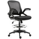 Sedia da Ufficio Traspirante con Braccioli Ribaltabili e Altezza Regolabile 64x60x106-126 cm Nero 