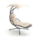 Amaca Dondolina da Giardino in Ferro e Textilene con Parasole Taddei Siesta Beige