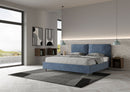Letto Matrimoniale Imbottito in Microfibra Antea Large Blu Varie Misure