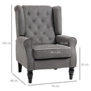 Poltrona da Salotto in Stile Francese 74x86x102 cm con Cuscini Sfoderabili Gambe in Legno Grigio  