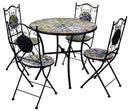 Set da Giardino Tavolo e 4 Sedie in Metallo con Mosaico Trapani Nero