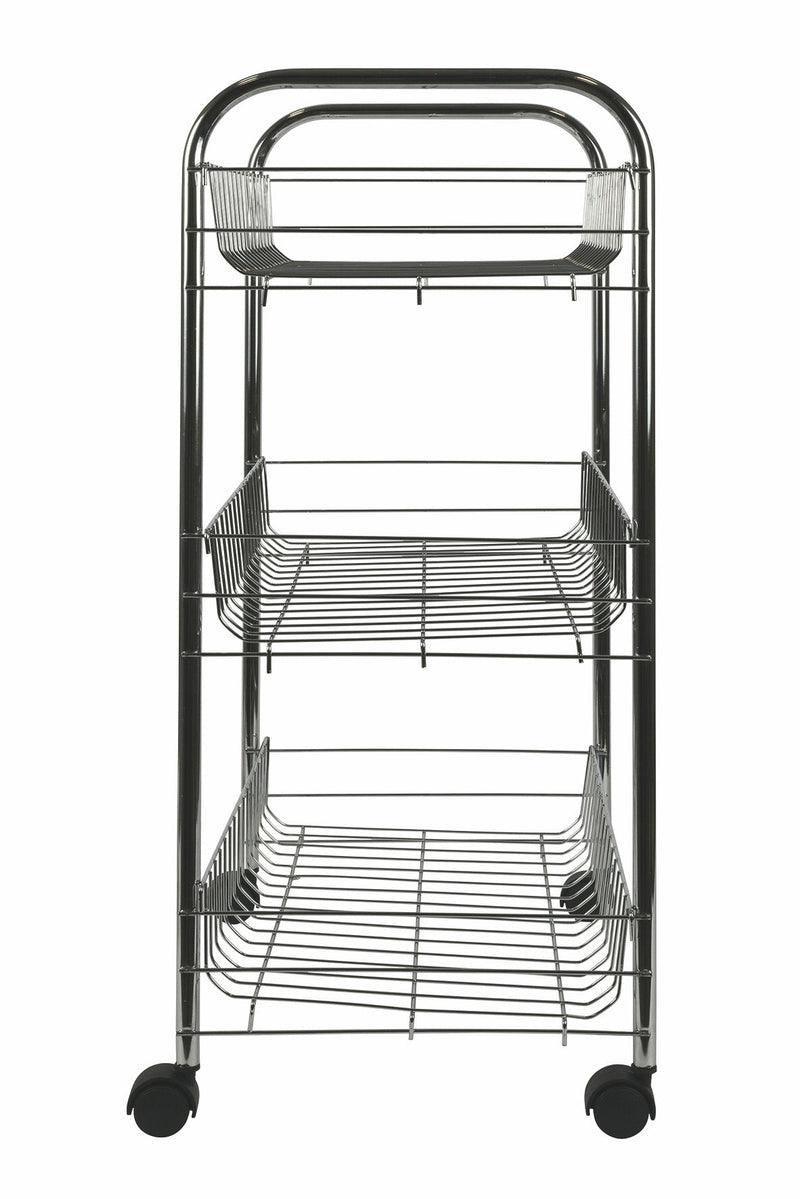 Carrello da Cucina 3 Ripiani 40x26x62 cm in Metallo Cromato