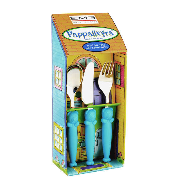 Set Posate per Bambini in Acciaio Eme Pappallegra Azzurro online