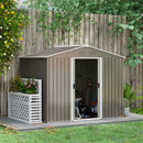 Casetta Box da Giardino con Doppia Porta Scorrevole 236x174x190 cm in Lamiera di Acciaio Grigio  