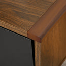 Mobile TV 2 Ante e Vano Centrale 122x39x46 cm in Legno Teak e Nero