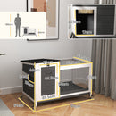 Conigliera 91x51x66 cm con Ruote in Legno di Abete Grigio Scuro e Bianco 