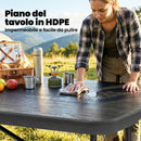 Set 5 Pezzi Tavolo e Sedie da Campeggio con Tavolino Pieghevole e 4 Sedie in HDPE e Metallo Nero      