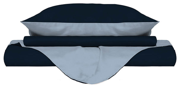 sconto Copripiumino con Sacco e Federe Doubleface Blu Scuro\/Azzurro Varie Misure