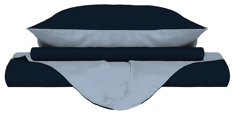 Copripiumino con Sacco e Federe Doubleface Blu Scuro\/Azzurro Varie Misure
