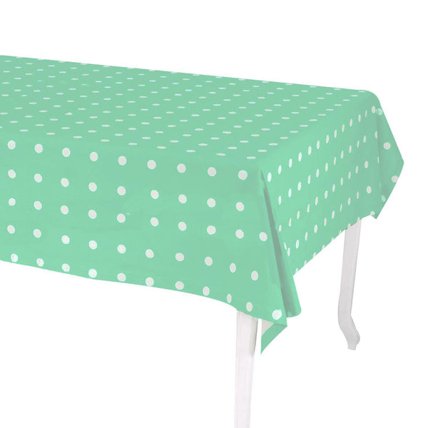 prezzo Tovaglia Rettangolare 140x240 cm in Cotone 180 GSM Pop Pois Verde Acqua