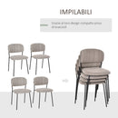 Set 4 Sedie Imbottite 49,5x55x81 cm in Tessuto Effetto Lino Cachi