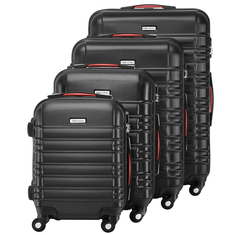 Set 4 Valigie Rigide Trolley Easy Roll Bagaglio a Mano e Stiva da Viaggio in ABS Nero      