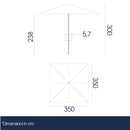 Ombrellone da Giardino Quadrato 3,5x3,5m Palo in Legno Ecrù