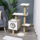 Albero Tiragraffi per Gatti 60x48x122 cm in MDF e Corda di Juta Grigio Chiaro