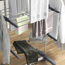 Stendino Verticale 3 Ripiani Regolabili 142x55x152 cm in Acciaio e Plastica Grigio e Argento  