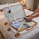 Set 4 Valigie Trolley da Viaggio con Beauty Rivestimento Rigido e Maniglia Telescopica in Polipropilene Bianco Perla      
