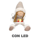 Pupazzo in Tessuto angelo crema con Led e cuore seduto cm 11x18xh56