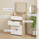 Tavolo da Trucco 3 in 1 con Specchio 50x40x78 cm Vano 2 Cassetti e Sgabello in Legno Bianco e Rovere      