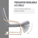 Poltrona Relax con Poggiapiedi a 5 Livelli in Legno di Betulla Grigio