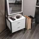 Mobile portagioie Elegante con cassetti e specchio girevole bianco