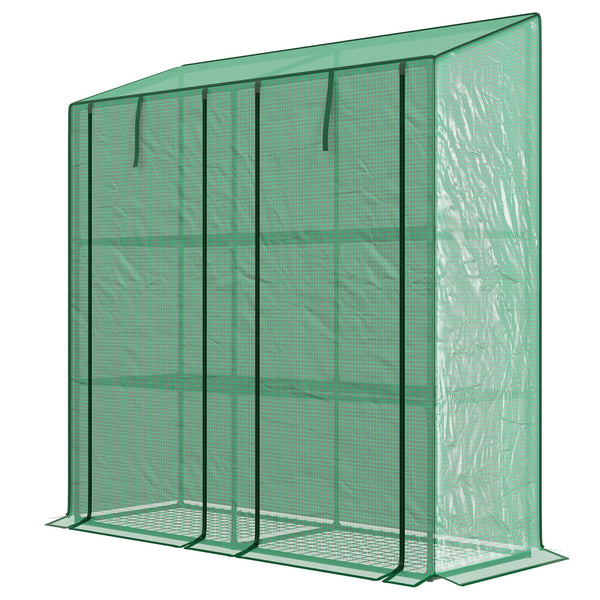 prezzo Serra da Giardino 6 Mensole e 2 Porte Avvolgibili 143x46x151cm Copertura in PE Verde