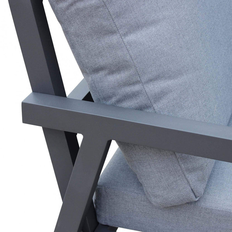 Set Salotto da Giardino Divano 2 Poltrone e Tavolino con Cuscini in Alluminio Antracite