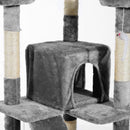 Albero Tiragraffi per Gatti con Due Cucce in Peluche e Sisal Grigio 50x50x170 cm 