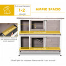 Gabbia per Conigli Conigliera 122x50x101 cm a 2 livelli con Tetto Apribile Mangiatoia e Vassoi Estraibili in Legno Marrone      