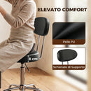 Sgabello con Ruote 35x41,5x88-100 cm Regolabile con Seduta Imbottita e Schienale in Ecopelle PU Nero      