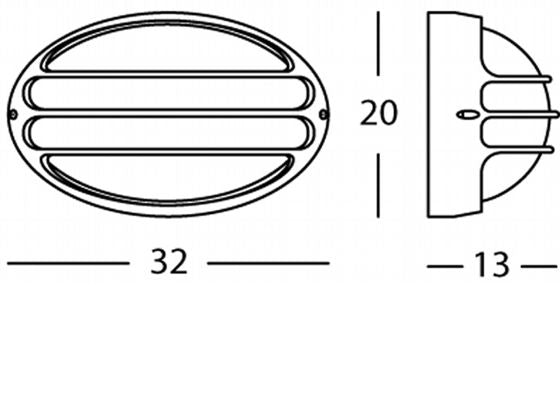 Plafoniera Ovale Grande con Griglia Colore Alluminio per Esterno Linea Garden Livos