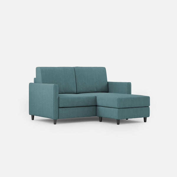 Divano 2 Posti con Pouf 138x155x85 cm Karay in Tessuto Petrolio prezzo