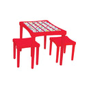 Tavolino per Bambini Regolabile con 2 Sgabelli Rosso  