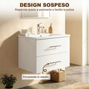 Mobile Bagno 61x40x48 cm con Lavabo in Ceramica e 2 Cassetti in Truciolare e MDF Bianco      